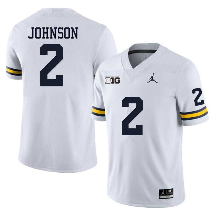 Mens Michigan Wolverines #2 Will Johnson White Stitched Jersey Dzhi